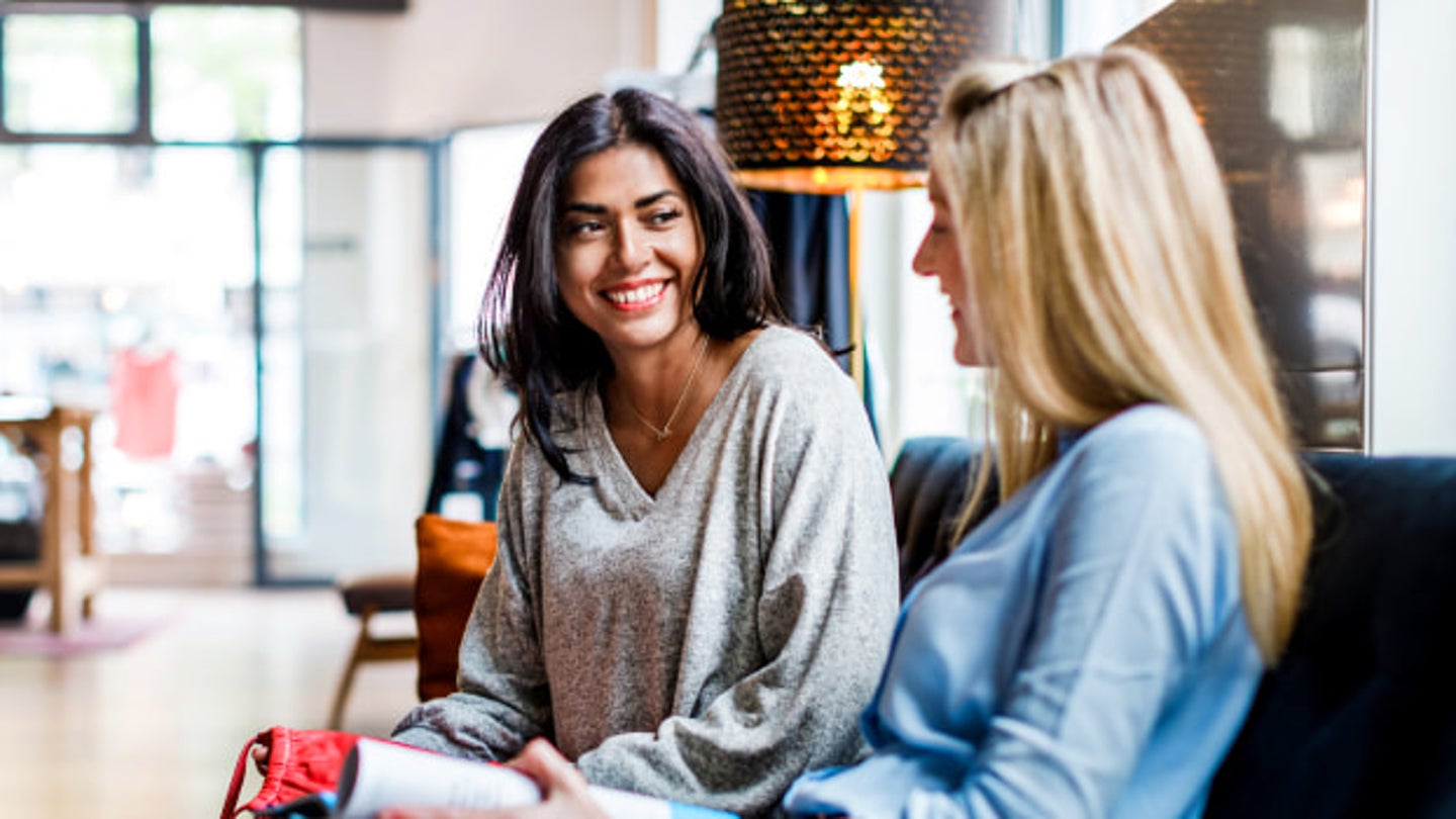 Two women talking