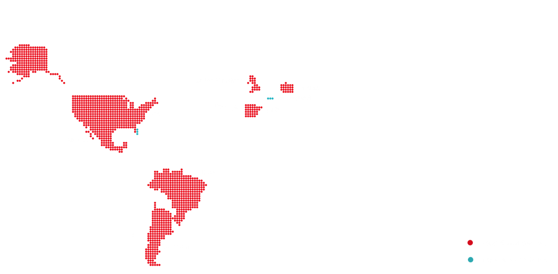 World map showing Santander Private Bank connections to global providers. Global and local coverage in USA, Mexico, Brazil, Chile, Argentina, UK, Portugal, Spain and Poland. Also shows international platforms available in Switzerland and the Bahamas.