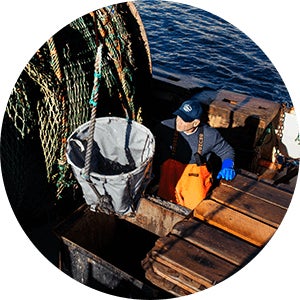 Man fishing on a ship