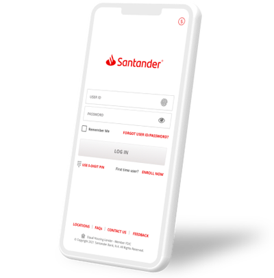 Mobile phone with Santander app