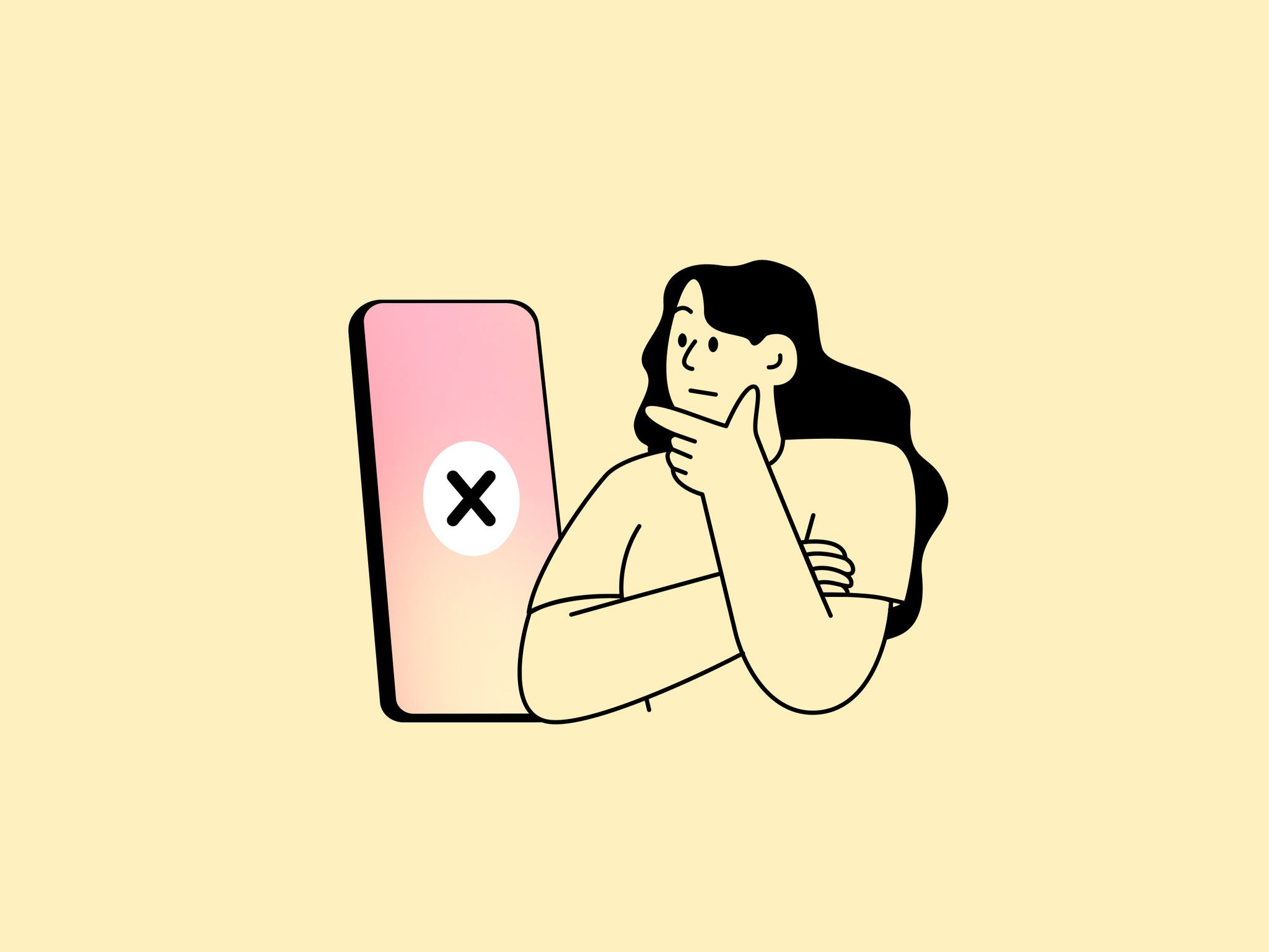 Illustration Person ohne Online Banking 
