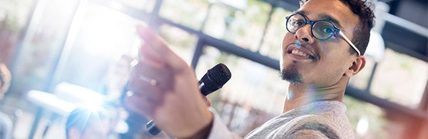 man holding microphone