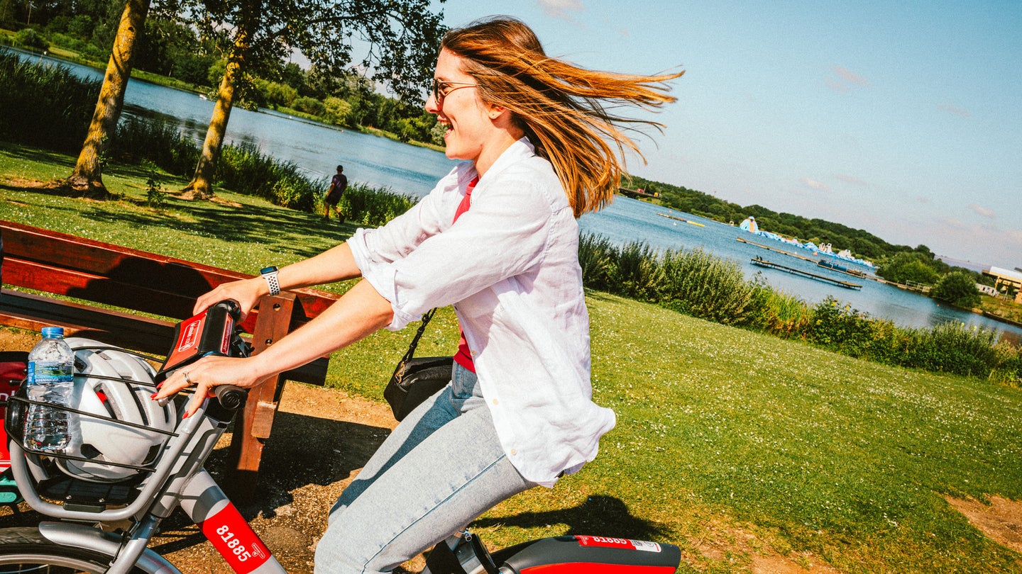 woman on bicycle