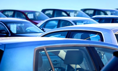 vehicles in a parking lot