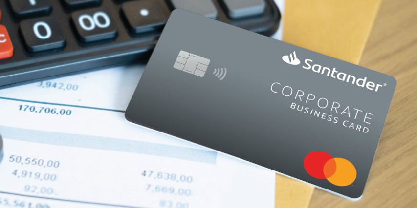 Santander travel and entertainment credit card placed on desk image