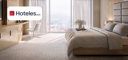 Hoteles.com Paga con tu Tarjeta Crédito Santander y te devolvemos un 7% en tu alojamiento.