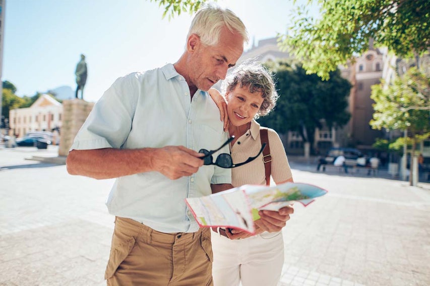couple looking at map